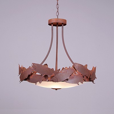 Crestline Chandelier Small - Bowl Bottom - Salmon Chandelier Salmon Metal Art