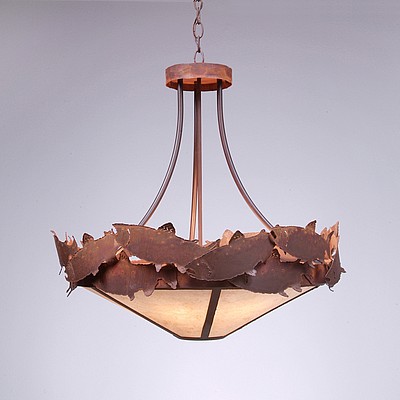 Crestline Chandelier Small - Shade Bottom - Salmon Chandelier Salmon Metal Art