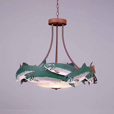 Crestline Chandelier Small - Bowl Bottom - Trout Chandelier Trout Metal Art