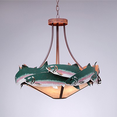 Crestline Chandelier Small - Shade Bottom - Trout Chandelier Trout Metal Art