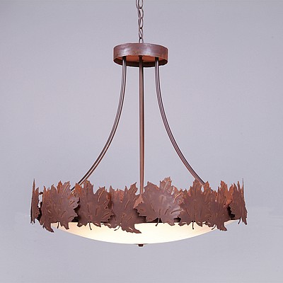 Crestline Chandelier Medium - Bowl Bottom - Maple Leaf Chandelier Maple Leaf Metal Art