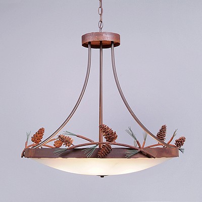 Crestline Chandelier Medium - Bowl Bottom - Pine Cone Chandelier Pine Cone Metal Art