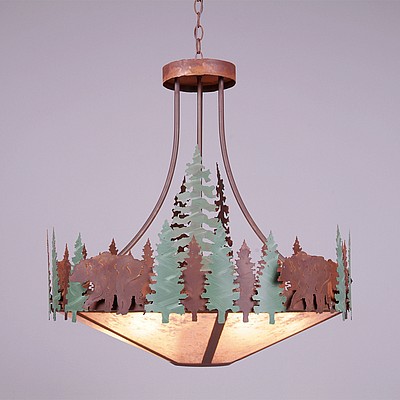 Crestline Chandelier Medium - Shade Bottom - Bear Chandelier Bear Metal Art