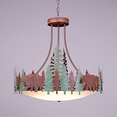 Crestline Chandelier Medium - Bowl Bottom - Bear Chandelier Bear Metal Art