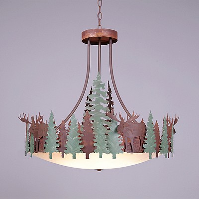 Crestline Chandelier Medium - Bowl Bottom - Moose Chandelier Moose Metal Art