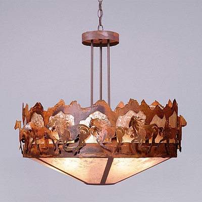 Crestline Chandelier Medium - Shade Bottom - Horse Mountain Chandelier Horse Metal Art
