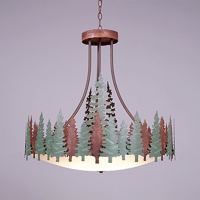 Crestline Chandelier Medium - Bowl Bottom -Pine Tree Chandelier Trees Metal Art