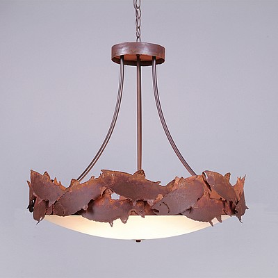 Crestline Chandelier Medium - Bowl Bottom - Salmon Chandelier Salmon Metal Art