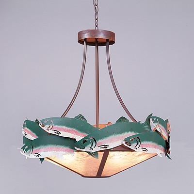Crestline Chandelier Medium - Shade Bottom - Trout Chandelier Trout Metal Art