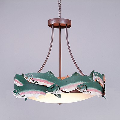 Crestline Chandelier Medium - Bowl Bottom - Trout Chandelier Trout Metal Art