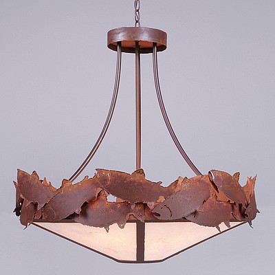 Crestline Chandelier Large - Shade Bottom - Salmon Chandelier Salmon Metal Art
