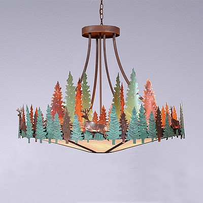 Crestline Chandelier Extra Large - Shade Bottom - Deer Chandelier Deer Metal Art