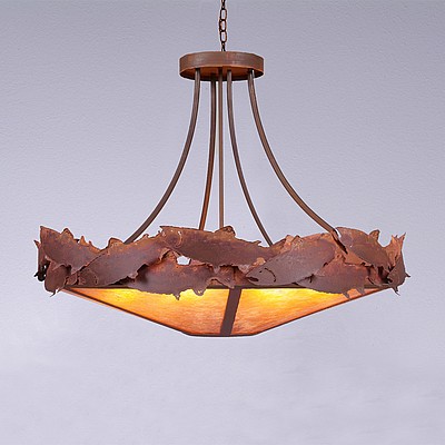 Crestline Chandelier Extra Large - Shade Bottom - Salmon Chandelier Salmon Metal Art
