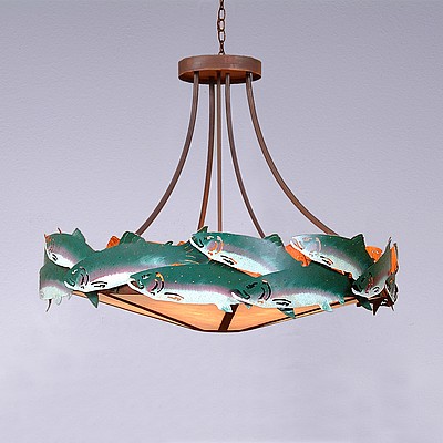 Crestline Chandelier Extra Large - Shade Bottom - Trout Chandelier Trout Metal Art