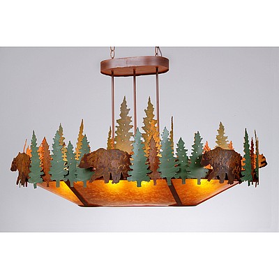 Crestline Chandelier Oval - Bear Chandelier Bear Metal Art
