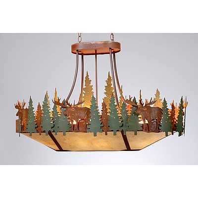 Crestline Chandelier Oval - Moose Chandelier Moose Metal Art