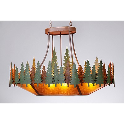 Crestline Chandelier Oval - Pine Tree Chandelier Trees Metal Art