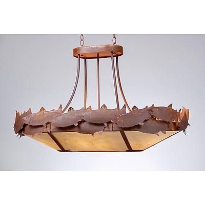 Crestline Chandelier Oval - Salmon Chandelier Salmon Metal Art