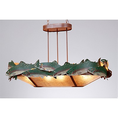 Crestline Chandelier Oval - Trout Chandelier Trout Metal Art