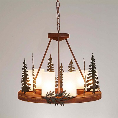 Wisley Chandelier Round Small - Cedar Tree Chandelier Trees Metal Art