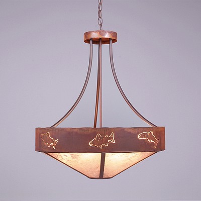 Ridgemont Chandelier Small - Shade Bottom - Fish Cutout Chandelier Fish Metal Art