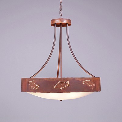 Ridgemont Chandelier Small - Bowl Bottom - Fish Cutout Chandelier Fish Metal Art