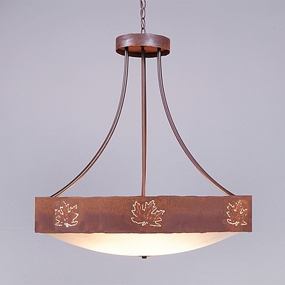 Ridgemont Chandelier Medium - Bowl Bottom - Maple Cutout Chandelier Maple Leaf Metal Art
