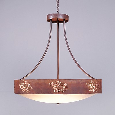 Ridgemont Chandelier Medium - Bowl Bottom - Cedar Bough Cutout Chandelier Trees Metal Art