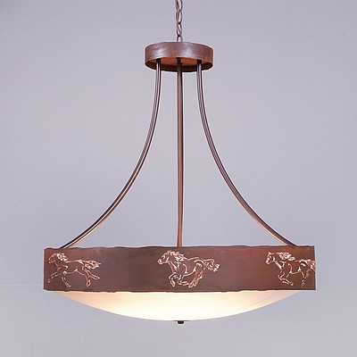 Ridgemont Chandelier Medium - Bowl Bottom - Horse Cutout Chandelier Horse Metal Art