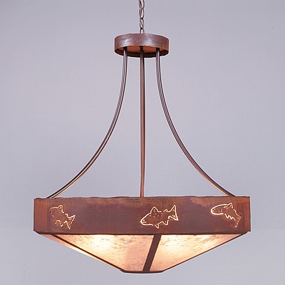 Ridgemont Chandelier Medium - Shade Bottom - Fish Cutout Chandelier Fish Metal Art