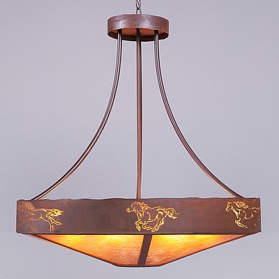 Ridgemont Chandelier Large - Shade Bottom - Horse Cutout Chandelier Horse Metal Art