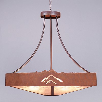 Ridgemont Chandelier Extra Large - Shade Bottom - Mountain Chandelier Mountain Metal Art