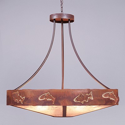 Ridgemont Chandelier Extra Large - Shade Bottom - Fish Cutout Chandelier Fish Metal Art