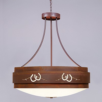 Northridge Chandelier Large - Barb Wire and Horseshoe Cutout Chandelier Horse Metal Art
