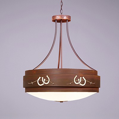 Northridge Chandelier Small - Barb Wire and Horseshoe Cutout Chandelier Horse Metal Art