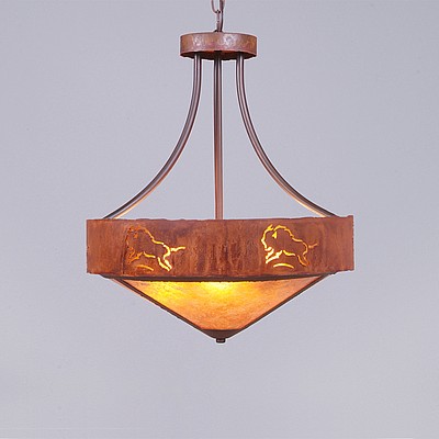 Ridgemont Foyer Chandelier Large Short - Shade Bottom - Bison Chandelier Bison Metal Art