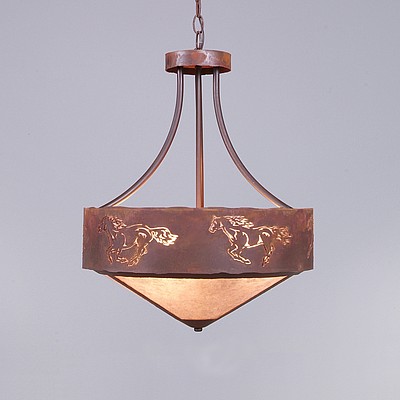 Ridgemont Foyer Chandelier Large Short - Shade Bottom - Horse Cutout Chandelier Horse Metal Art