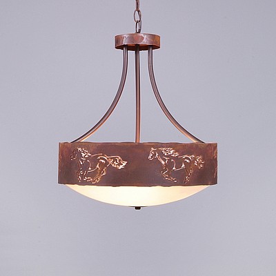 Ridgemont Foyer Chandelier Large Short - Bowl Bottom - Horse Cutout Chandelier Horse Metal Art