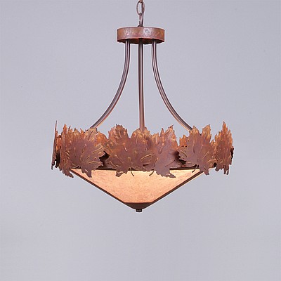 Crestline Foyer Chandelier Short - Shade Bottom - Maple Leaf Chandelier Maple Leaf Metal Art
