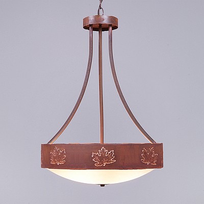 Ridgemont Foyer Chandelier Large Tall - Bowl Bottom - Maple Cutout Chandelier Maple Leaf Metal Art