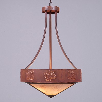 Ridgemont Foyer Chandelier Large Tall - Shade Bottom - Maple Cutout Chandelier Maple Leaf Metal Art