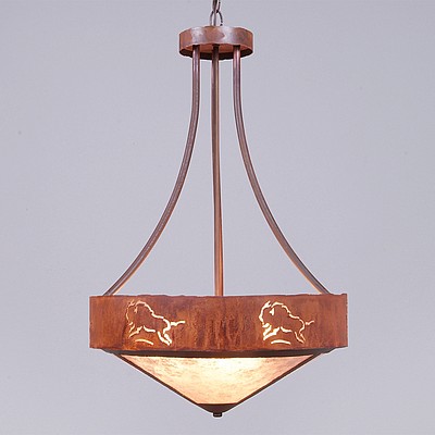 Ridgemont Foyer Chandelier Large Tall - Shade Bottom - Bison Chandelier Bison Metal Art