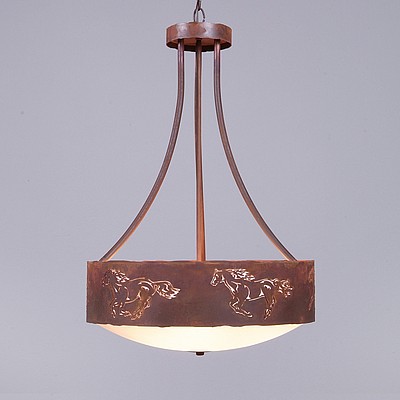 Ridgemont Foyer Chandelier Large Tall - Bowl Bottom - Horse Cutout  Chandelier Horse Metal Art