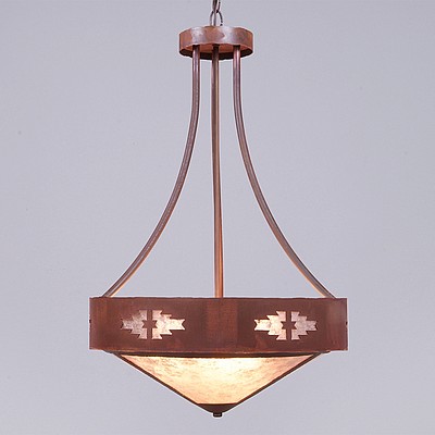 Ridgemont Foyer Chandelier Large Tall - Shade Bottom - Pueblo Chandelier Pueblo Art Metal Art
