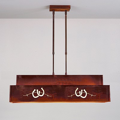 Ridgeview Kitchen Island Light - Barb Wire and Horseshoe Cutout Kitchen Island Light Horse Metal Art