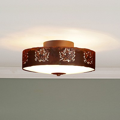 Ridgewood Close-to-Ceiling Small - Maple Cutout Ceiling Light Maple Leaf Metal Art