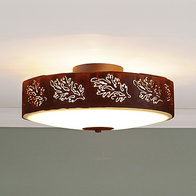 Ridgewood Close-to-Ceiling Large - Cedar Bough Cutout Ceiling Light Trees Metal Art