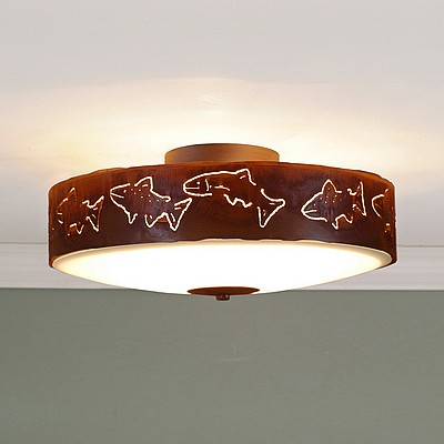 Ridgewood Close-to-Ceiling Large - Fish Cutout Ceiling Light Fish Metal Art