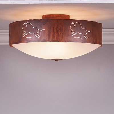 Ridgemont Close-to-Ceiling Large - Bison Ceiling Light Bison Metal Art