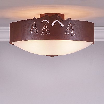 Ridgemont Close-to-Ceiling Large - Mountain-Pine Tree Cutouts Ceiling Light Trees Metal Art